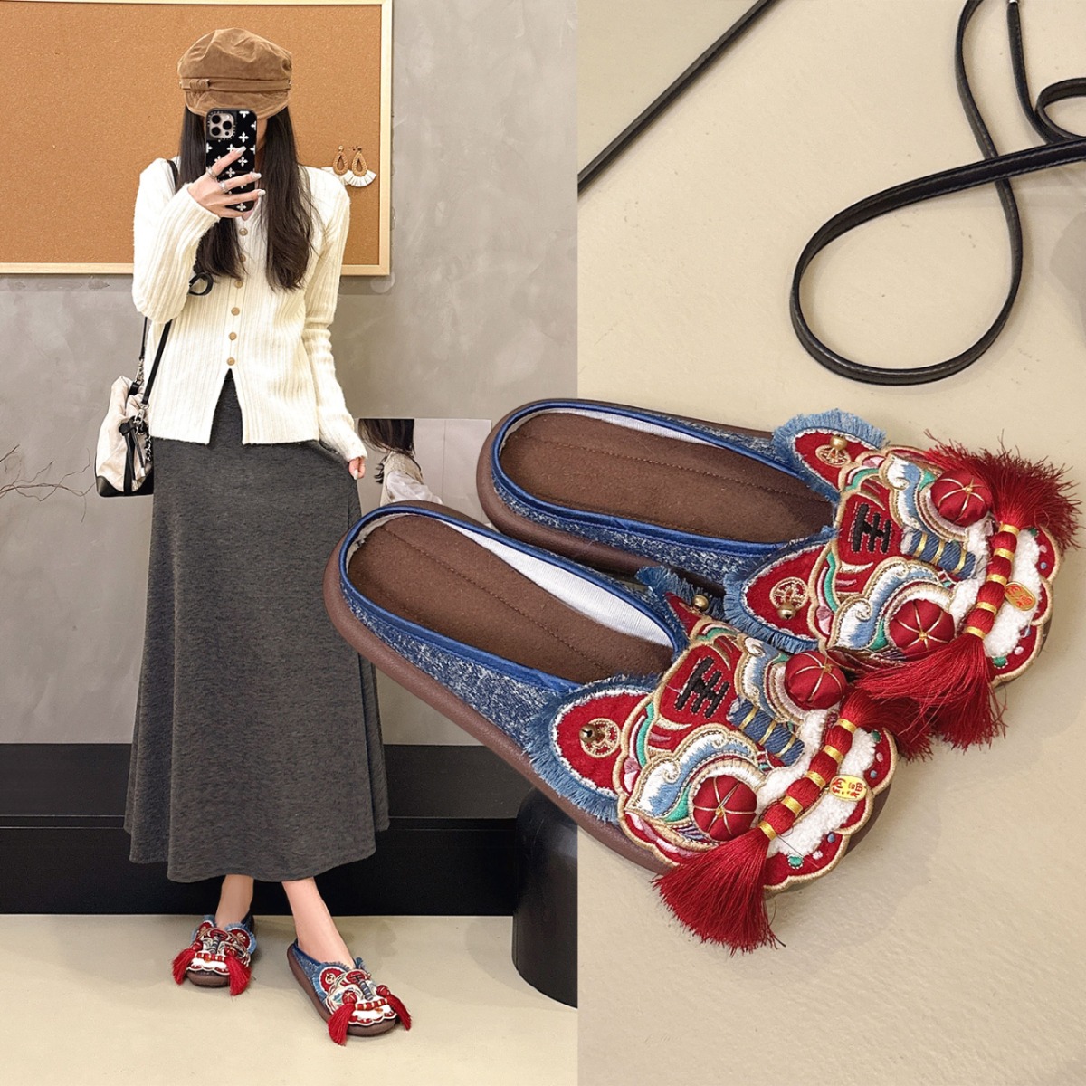 Ethnic Fashion House - Zapatillas de casa para mujer, estilo