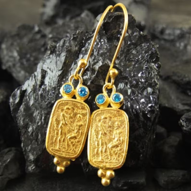 Ethnic Fashion Wear For Women - Pendientes Colgantes Vintage con Incrustaciones de