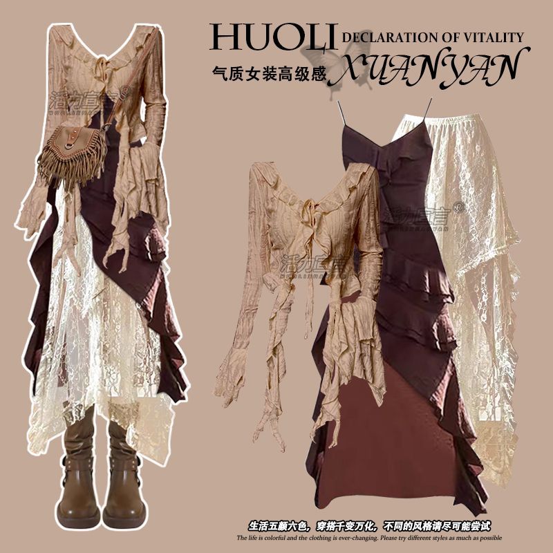 Ethnic Fashion Dress - Otoño nuevo Top ajustado Irregular con