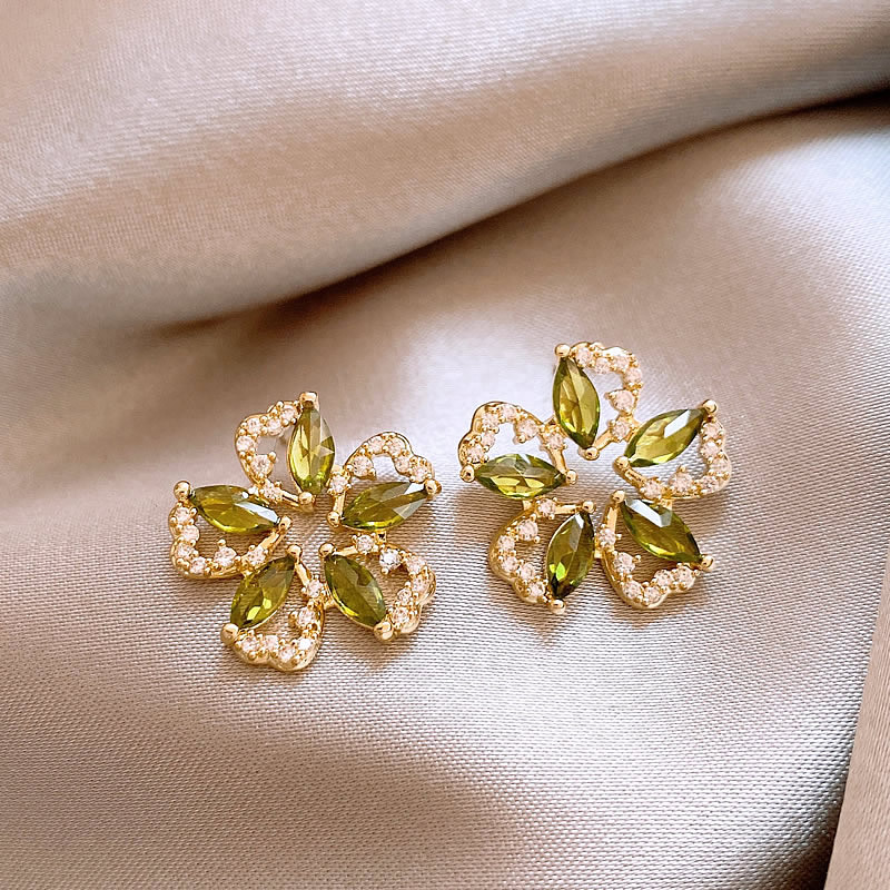Pendientes de circonita verde  - Ethnic Fashion Wear For Women reseña y precio